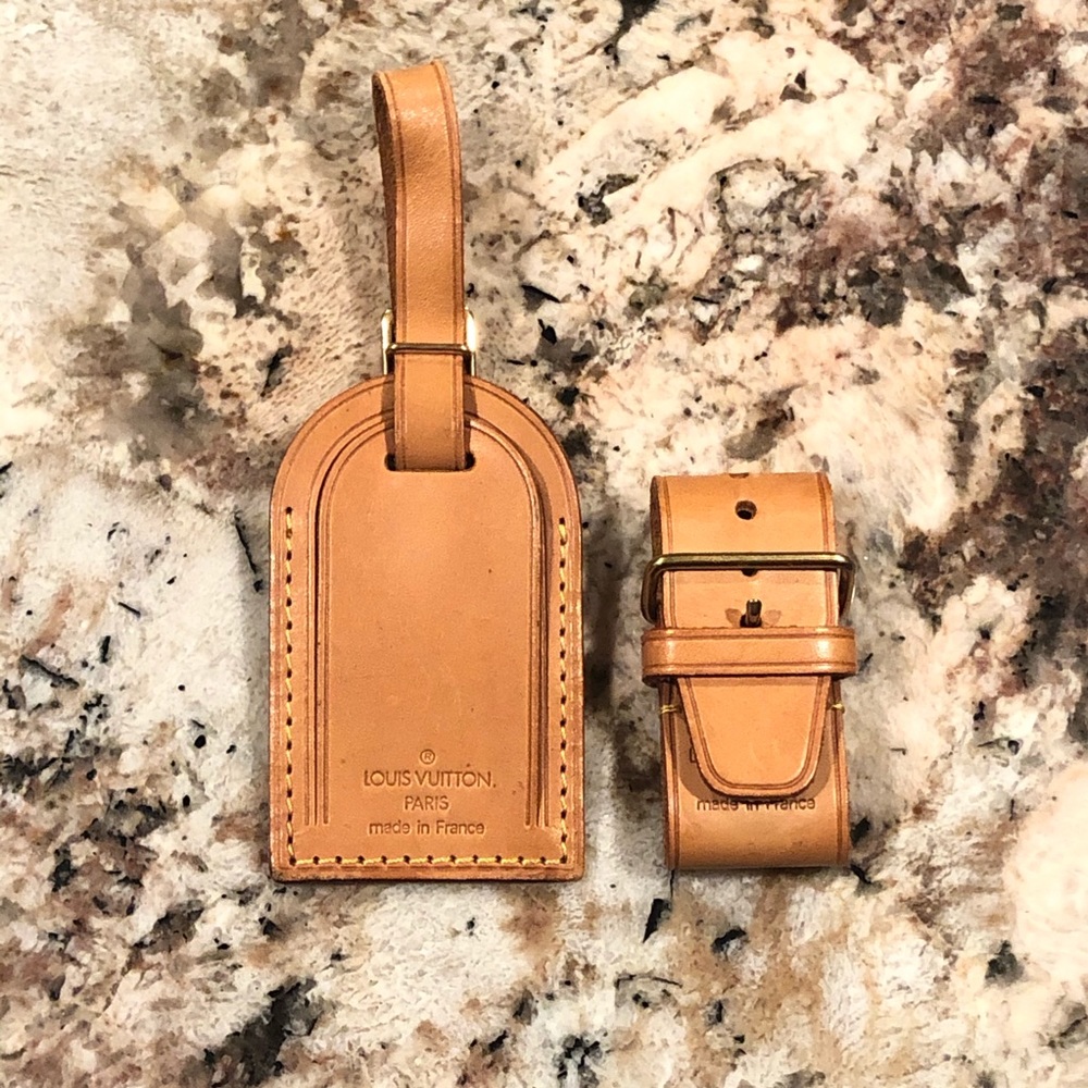 Authentic Louis Vuitton Luggage Tag & Poignet Set
